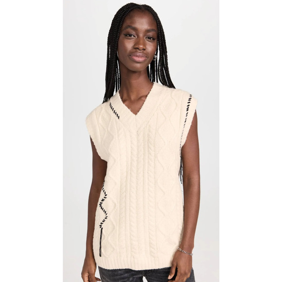 Ninety Percent Hedy Cable Knit Sweater Vest - Picture 1 of 15